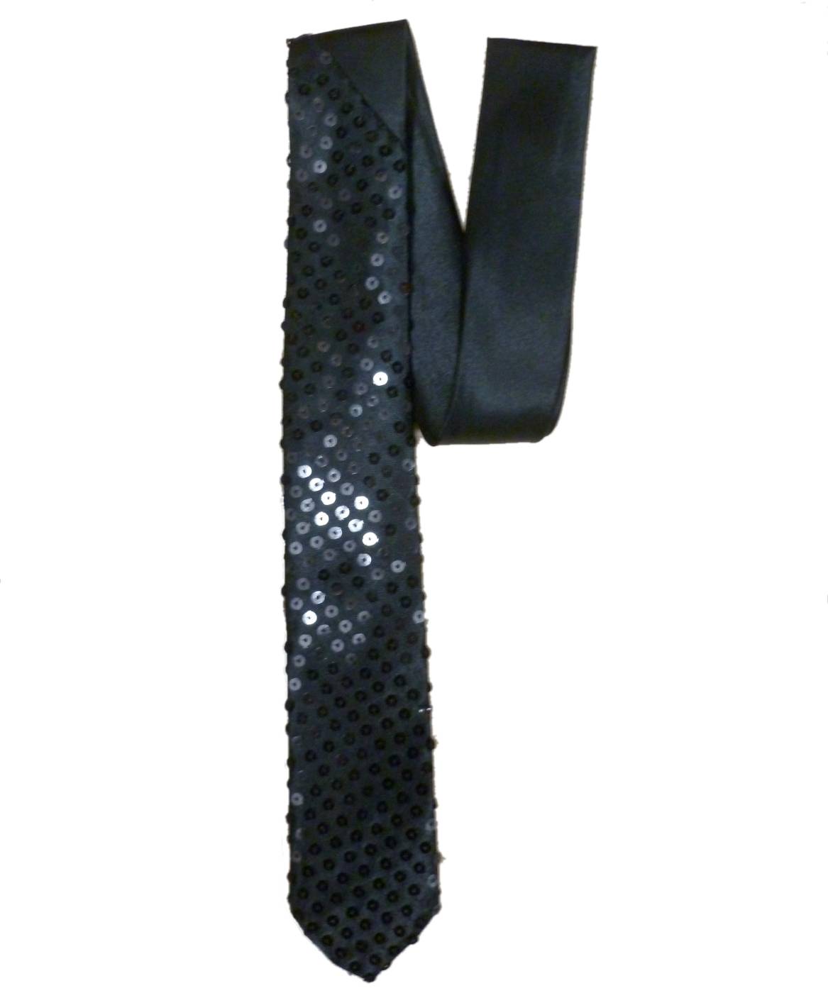Cravate à sequins tissu Noire - Accessoires pas cher