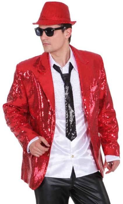 Costume veste paillettes rouge homme - Déguisement homme - w10045